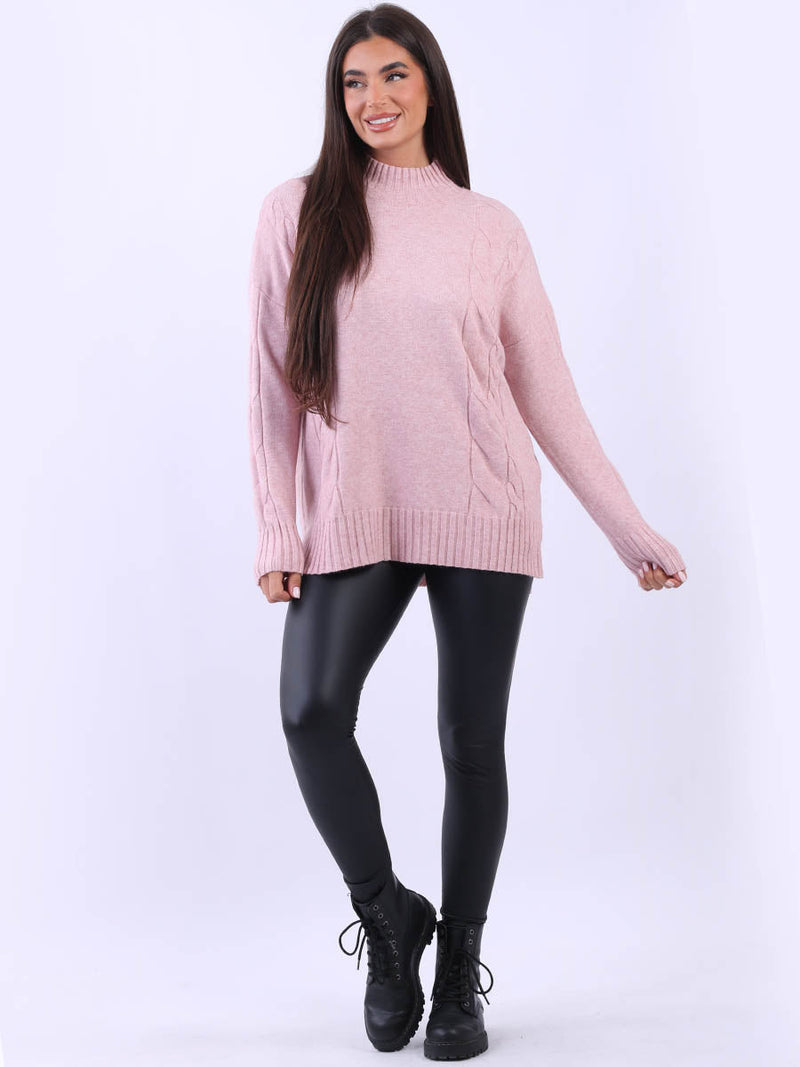 Cable Knit Cozy Jumper Pink