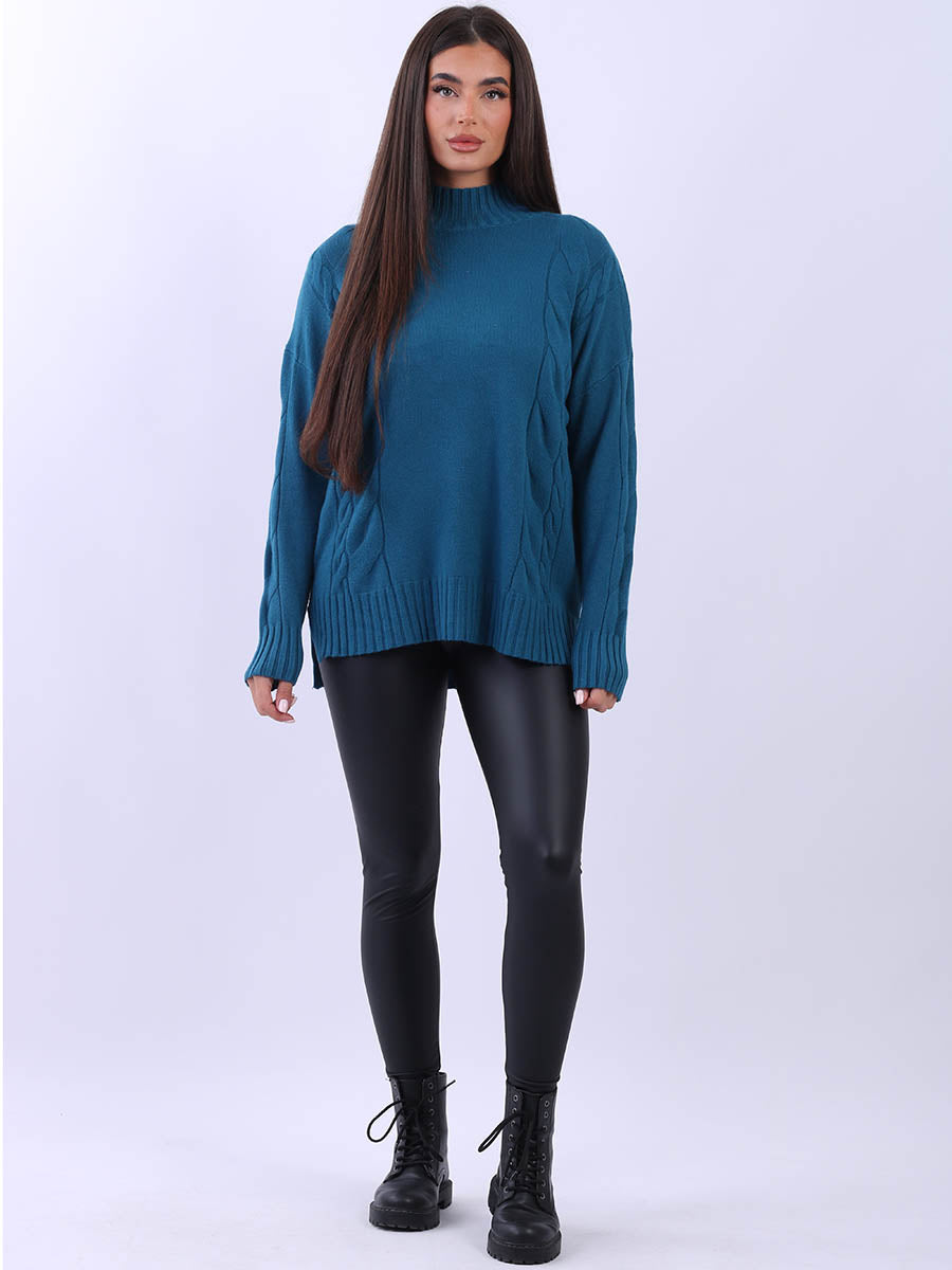 Cable Knit Cozy Jumper Teal