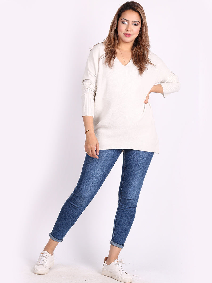 Knitted star Plus Size Jumper Beige