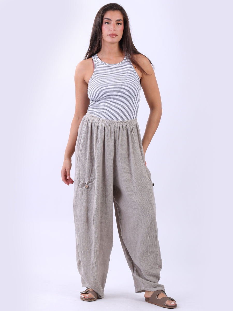 Plain Vintage Wash Trouser Beige