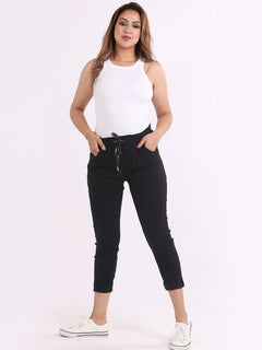 Ladies Skinny Solid Magic Pant Black