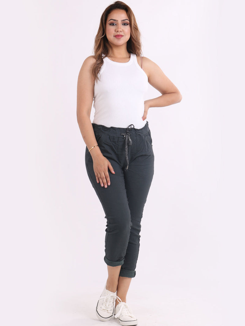 Ladies Skinny Solid Magic Pant Charcoal