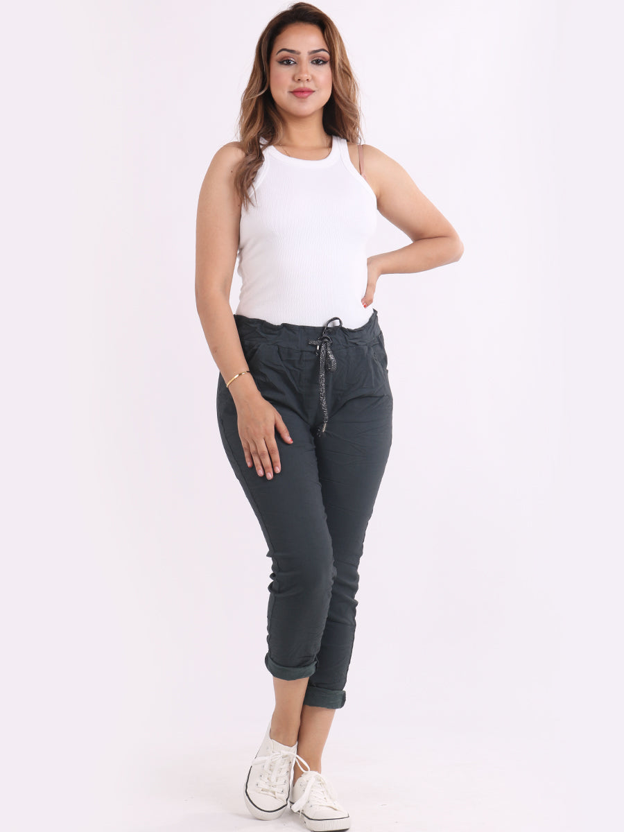 Ladies Skinny Solid Magic Pant Charcoal