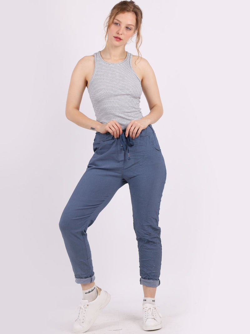 Ladies Skinny Solid Magic Pant Dark Denim