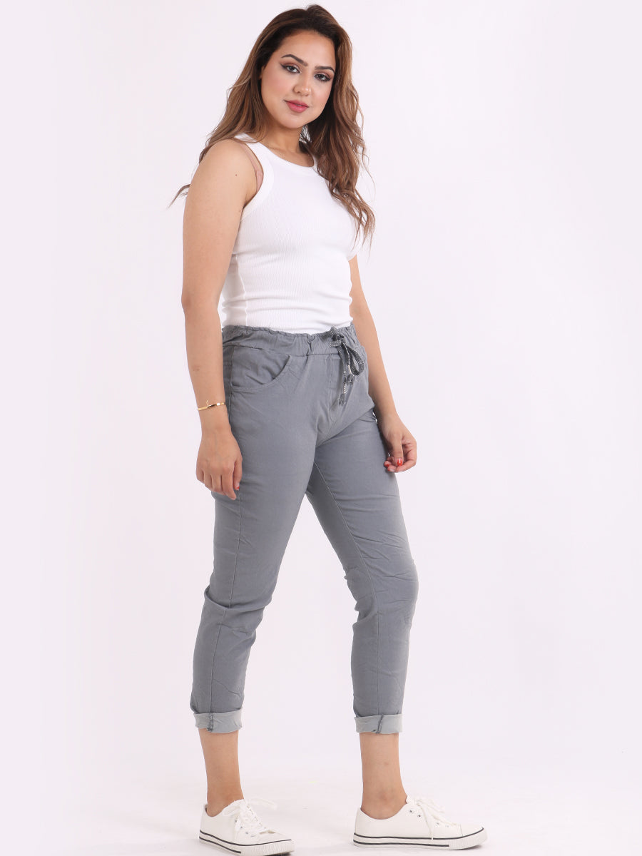 Ladies Skinny Solid Magic Pant Dark Grey