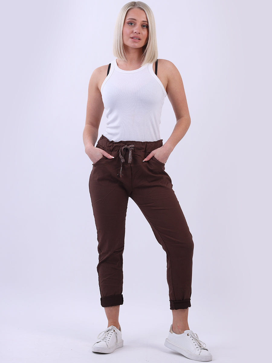 Ladies Skinny Solid Magic Pant Mocha