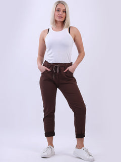 Ladies Skinny Solid Magic Pant Mocha