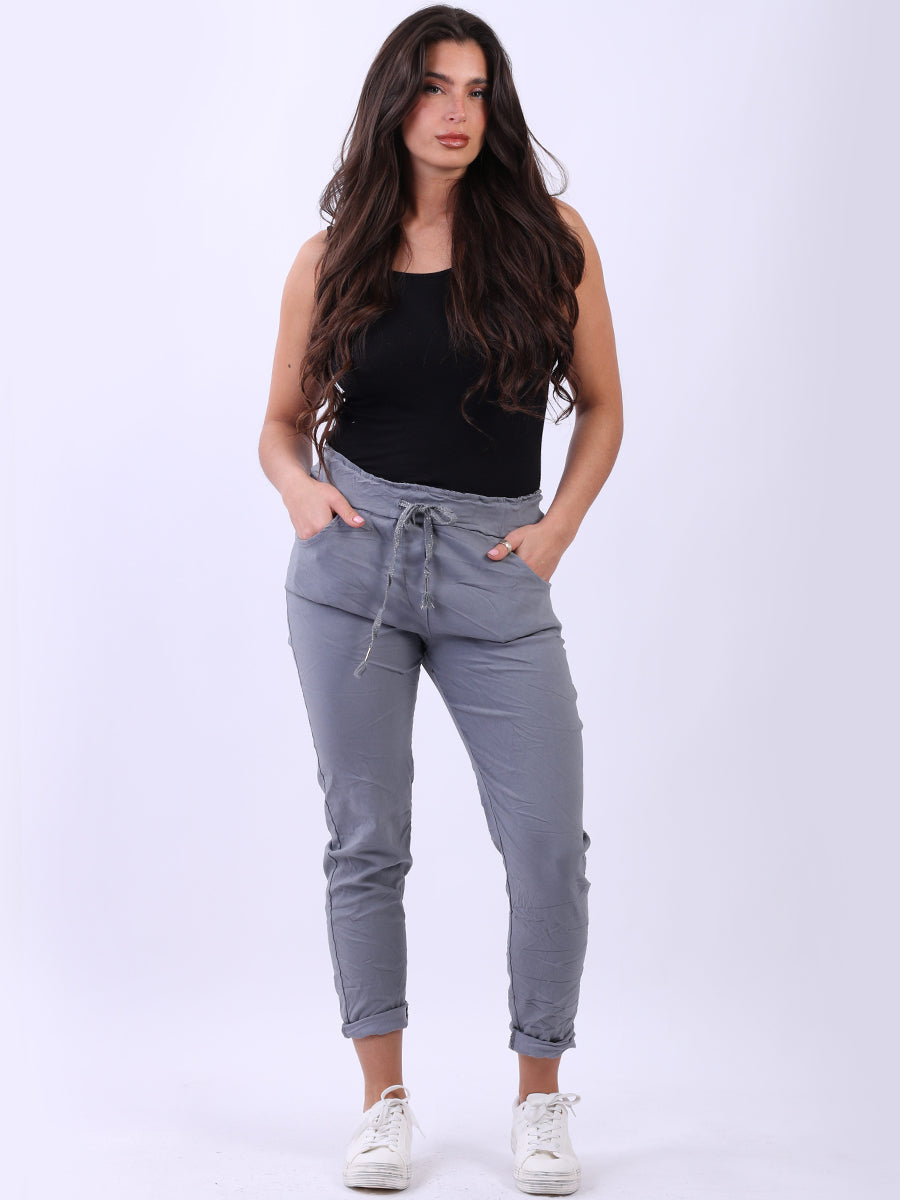Ladies Skinny Solid Magic Pant Grey