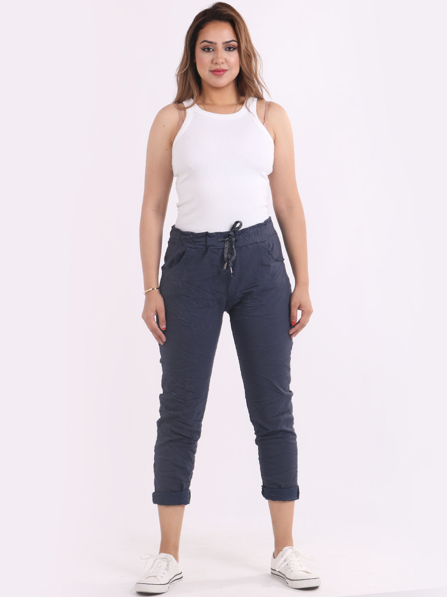 Ladies Skinny Solid Magic Pant Navy