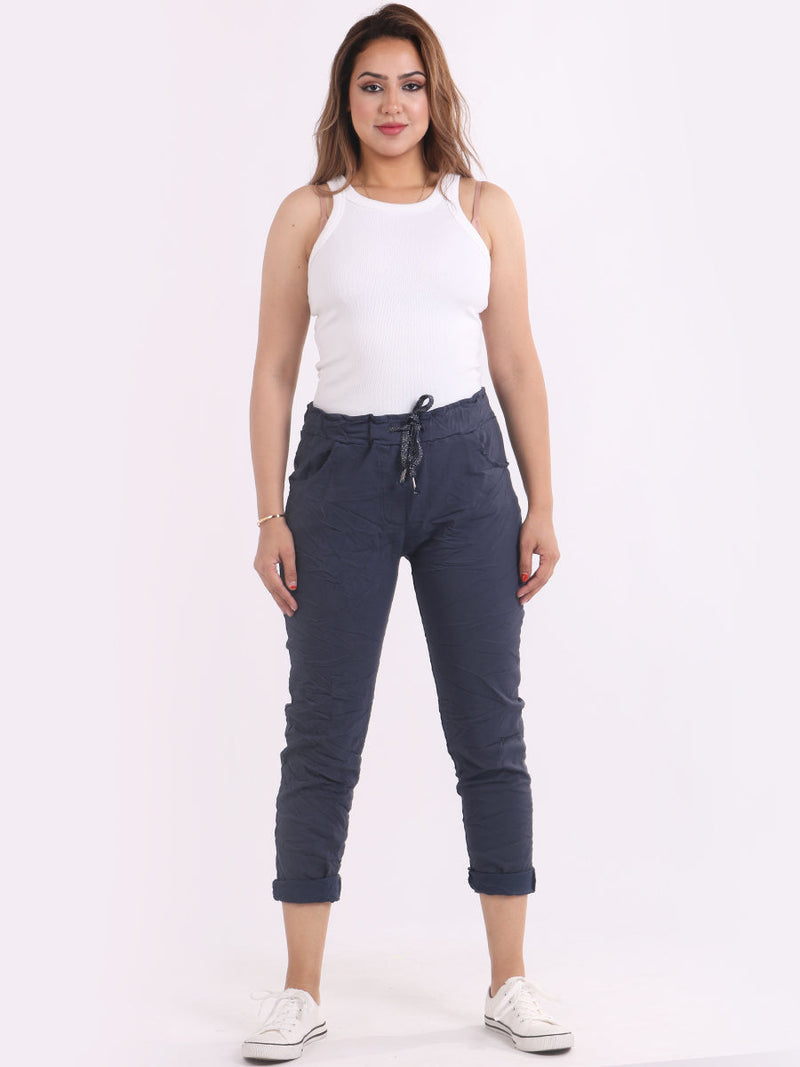 Ladies Skinny Solid Magic Pant Navy