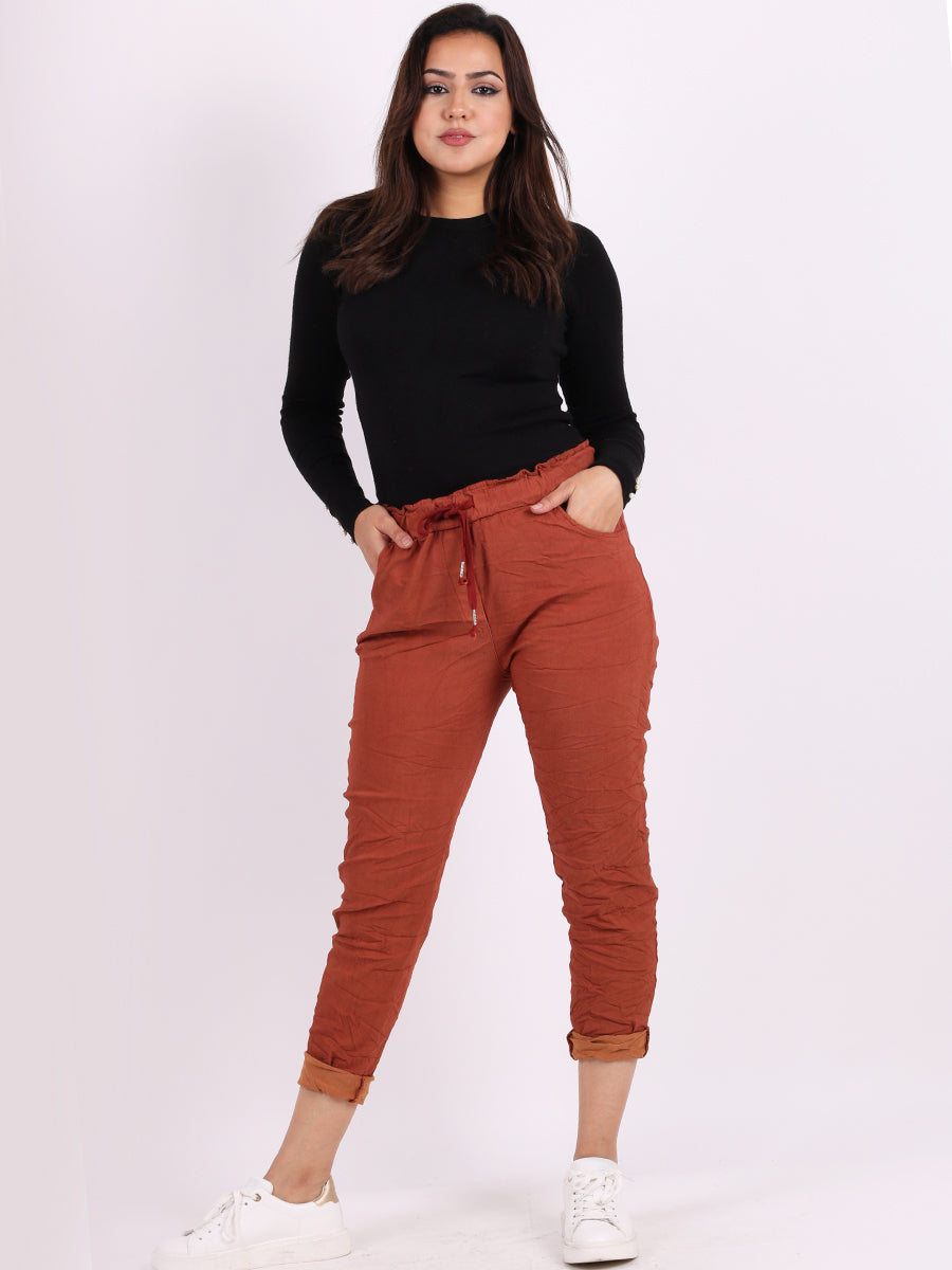 Ladies Skinny Solid Magic Pant Rust