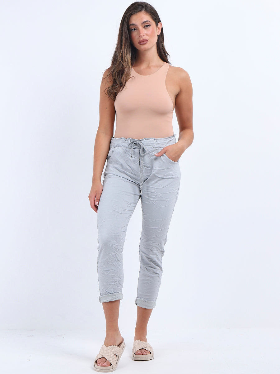 Ladies Skinny Solid Magic Pant Silver