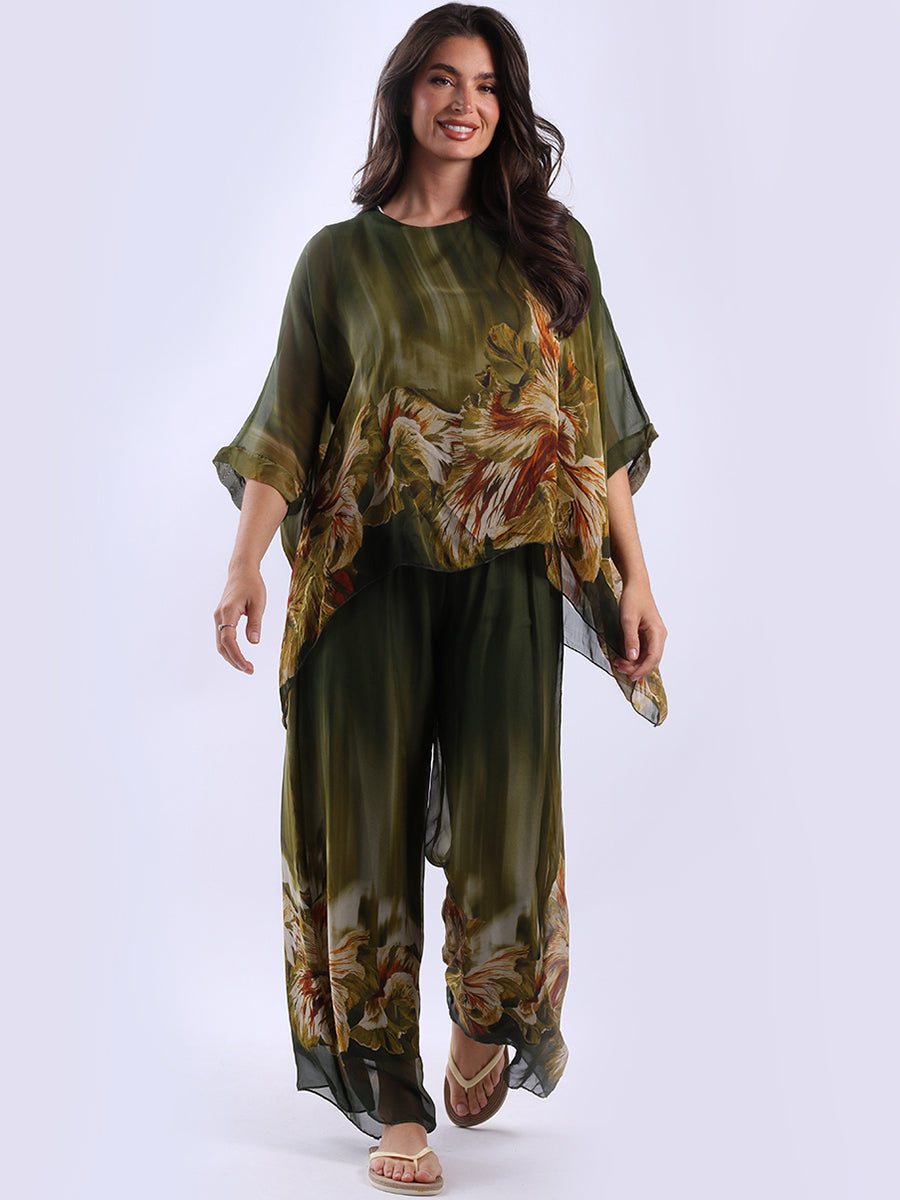 2 Layered Floral Silk Tunic Top