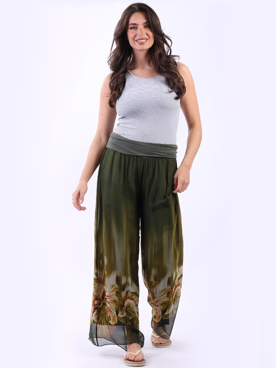 2 Layered Floral Silk Trouser