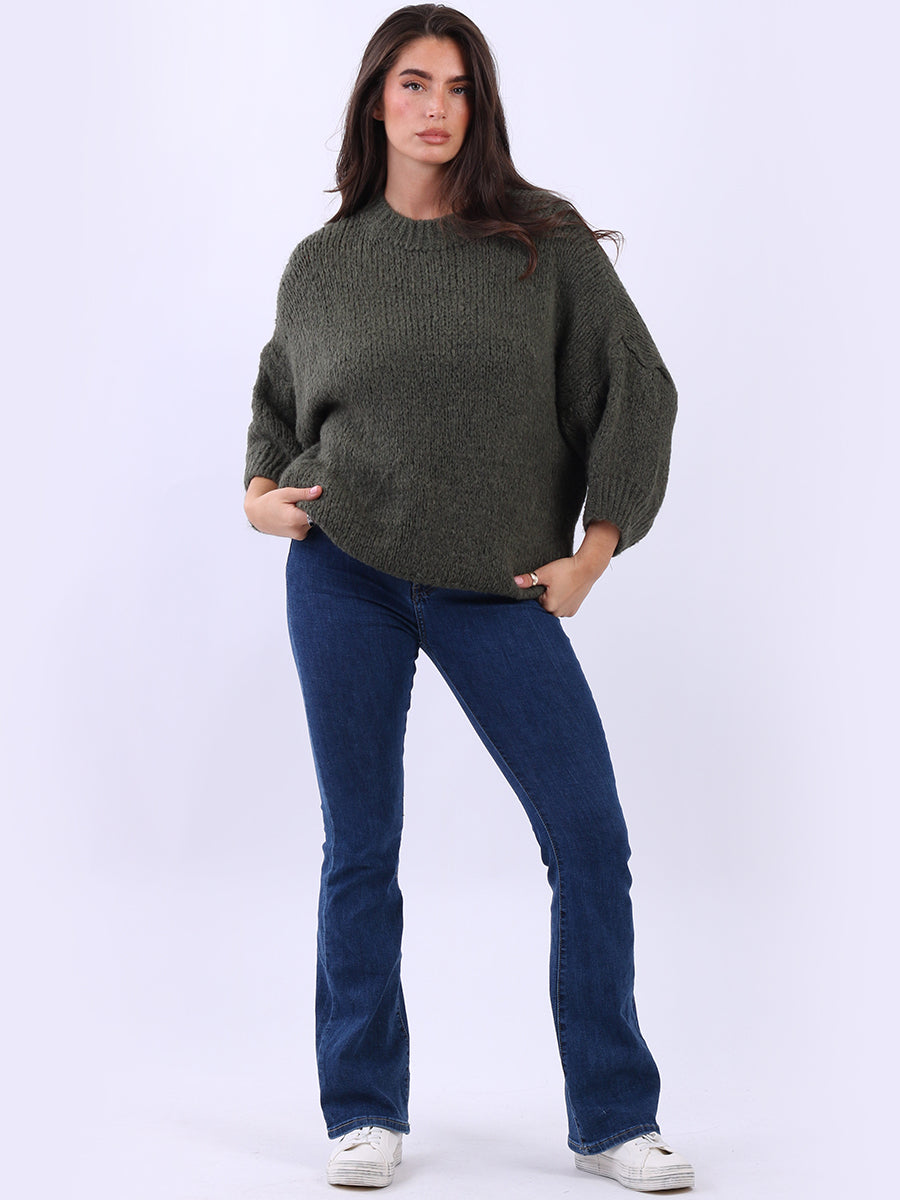 Solid Crop Wooly Jumper Khaki