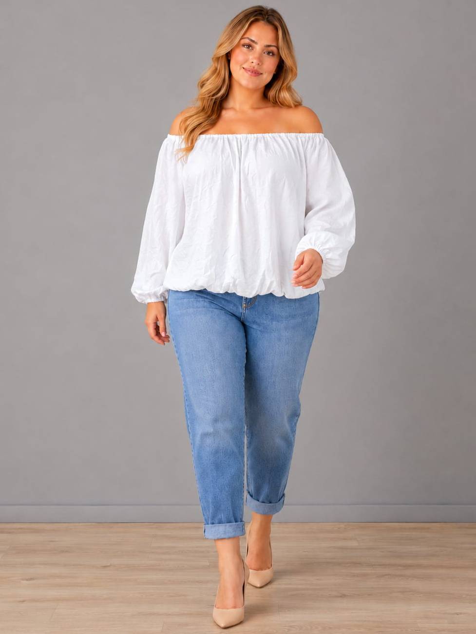 Oversized Off Shoulder Top White