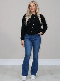 Crop Knitted Cardigan Black