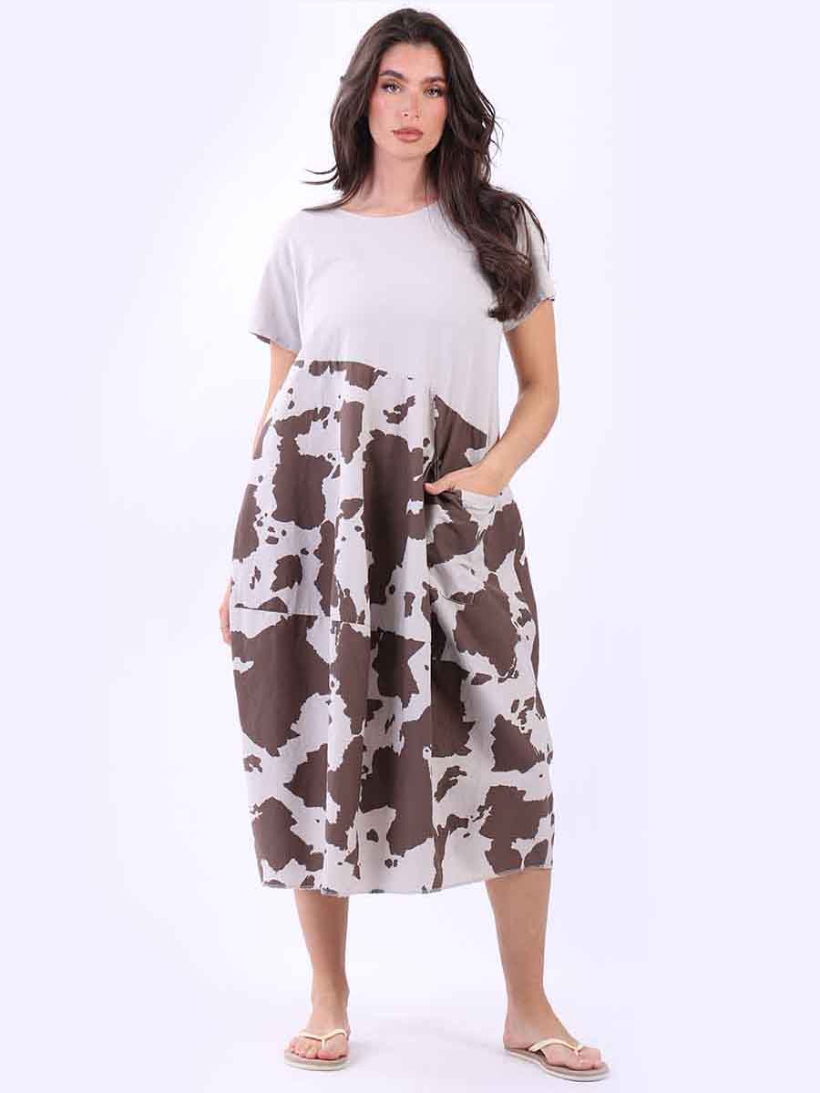 Plus Size Cotton Dress Beige