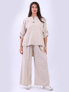 Cotton Corduroy Top Beige