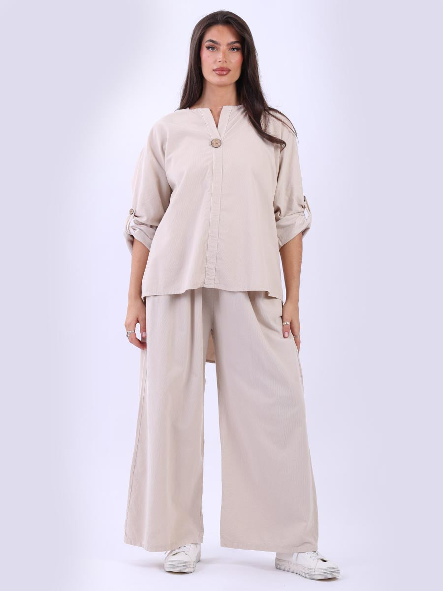Cotton Corduroy Top Beige