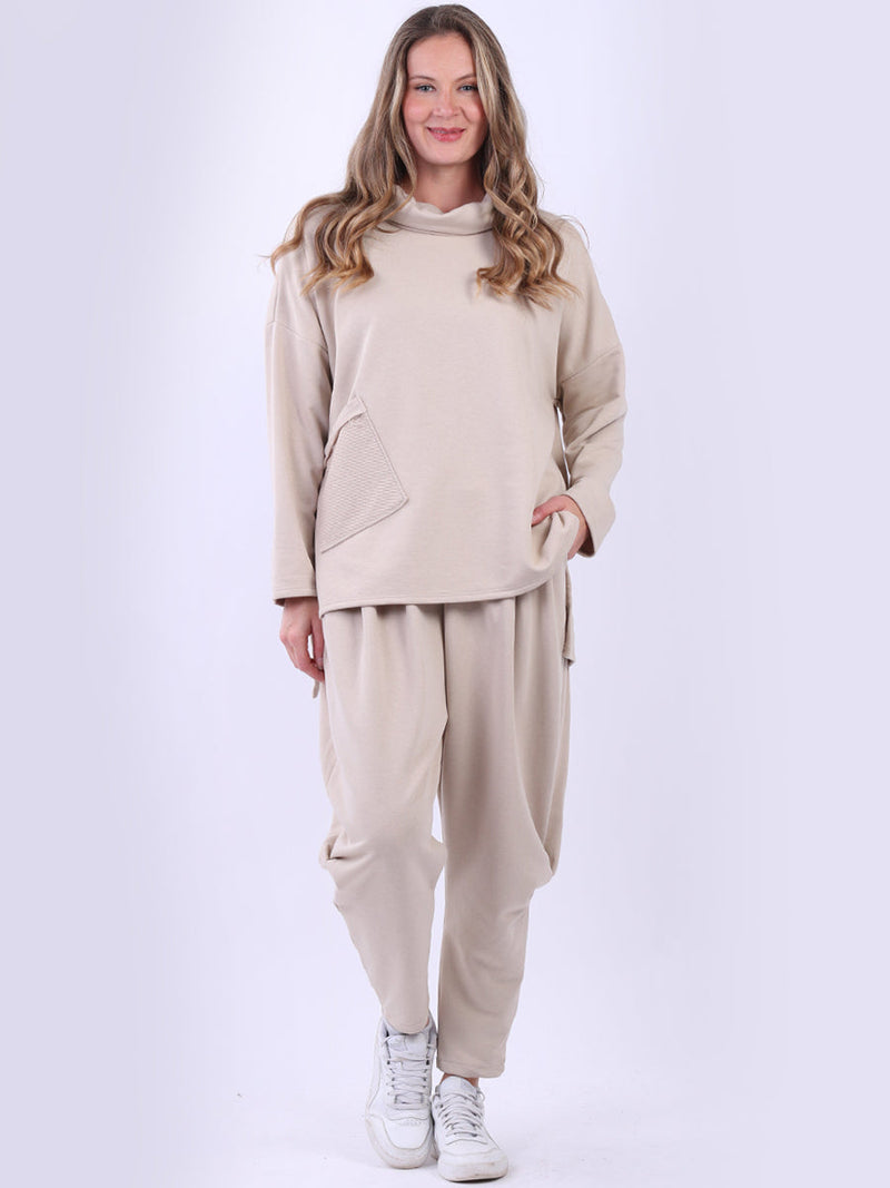 Solid Cotton Baggy Wool Top Beige