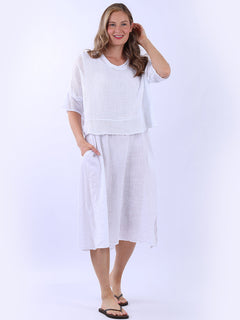 Mesh Net Cotton Dress White