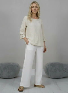 Linen Crop Top Beige