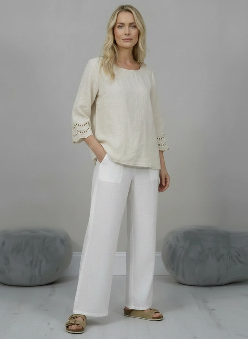 Linen Crop Top Beige