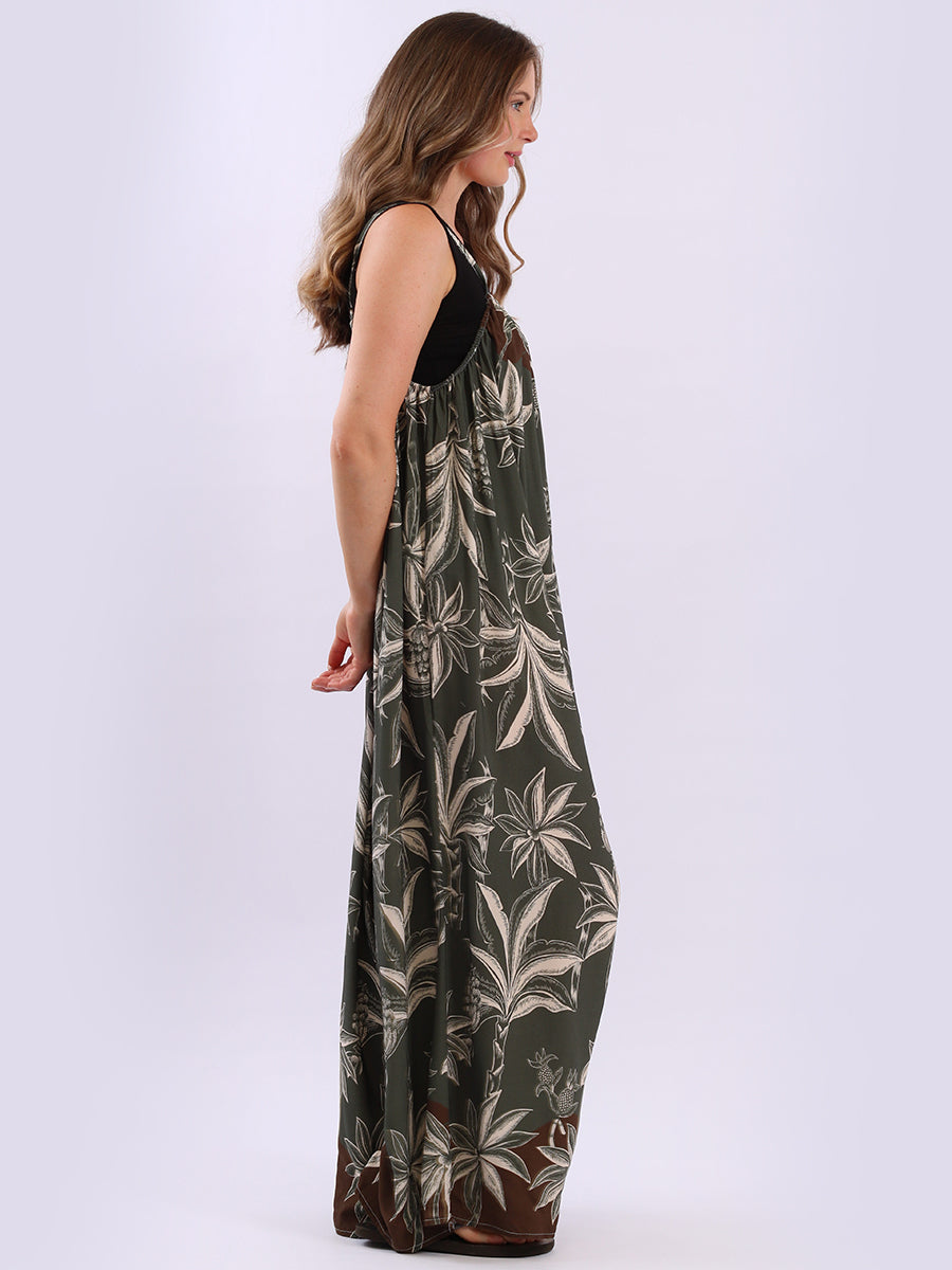 Plus Size Floral Wide Leg Cotton Jumpsuit