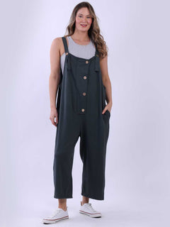 Sleeveless Cotton Dungaree Charcoal