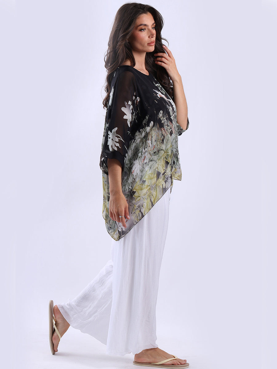 Floral Silk Tunic Top