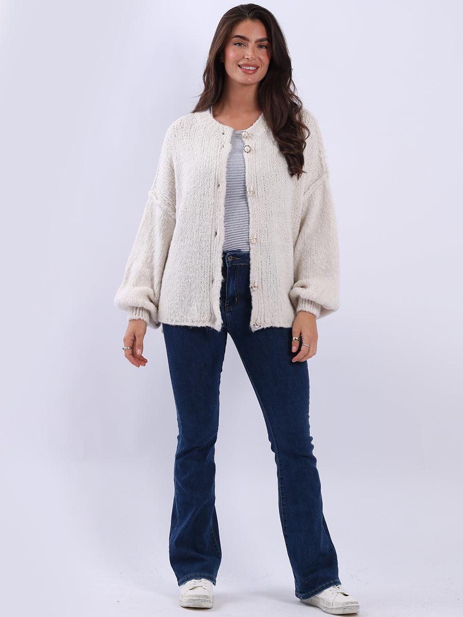 Button Down Wooly Cardigan Beige
