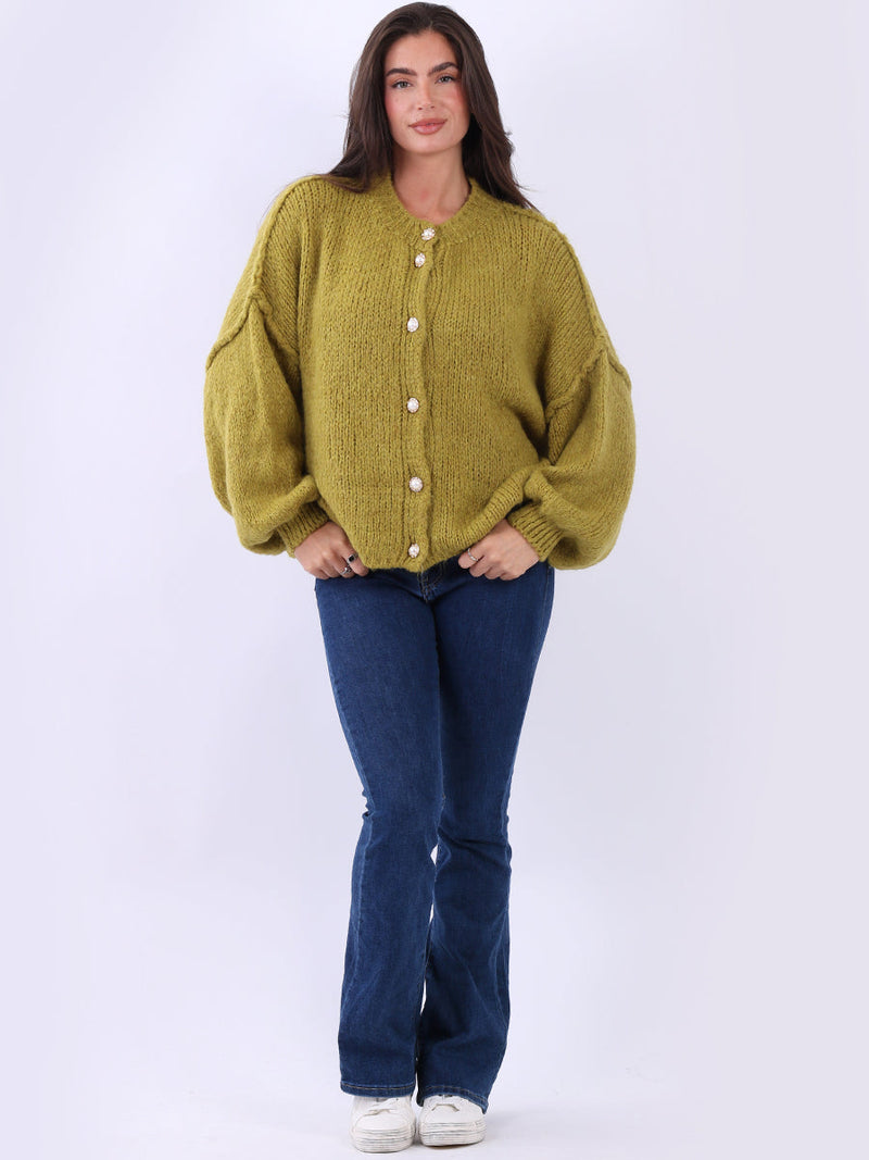 Button Down Wooly Cardigan Olive
