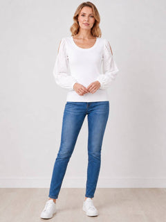 Cold Shoulder Cotton Tee White