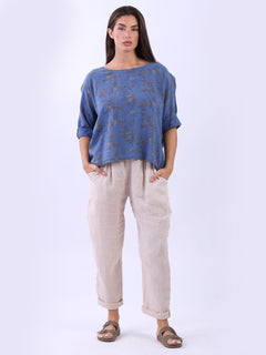 Floral Baggy Crop Top Denim