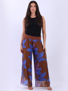 Floral Silk Trouser Chocolate