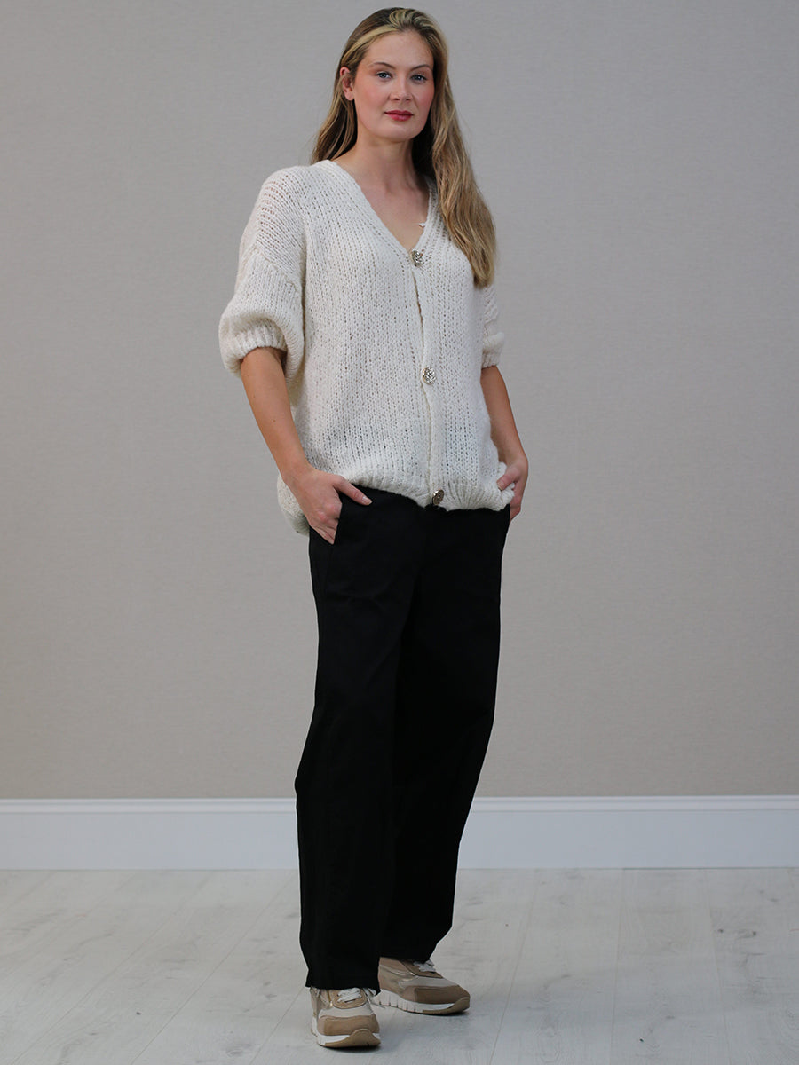 Woolen Crop Cardigan Beige