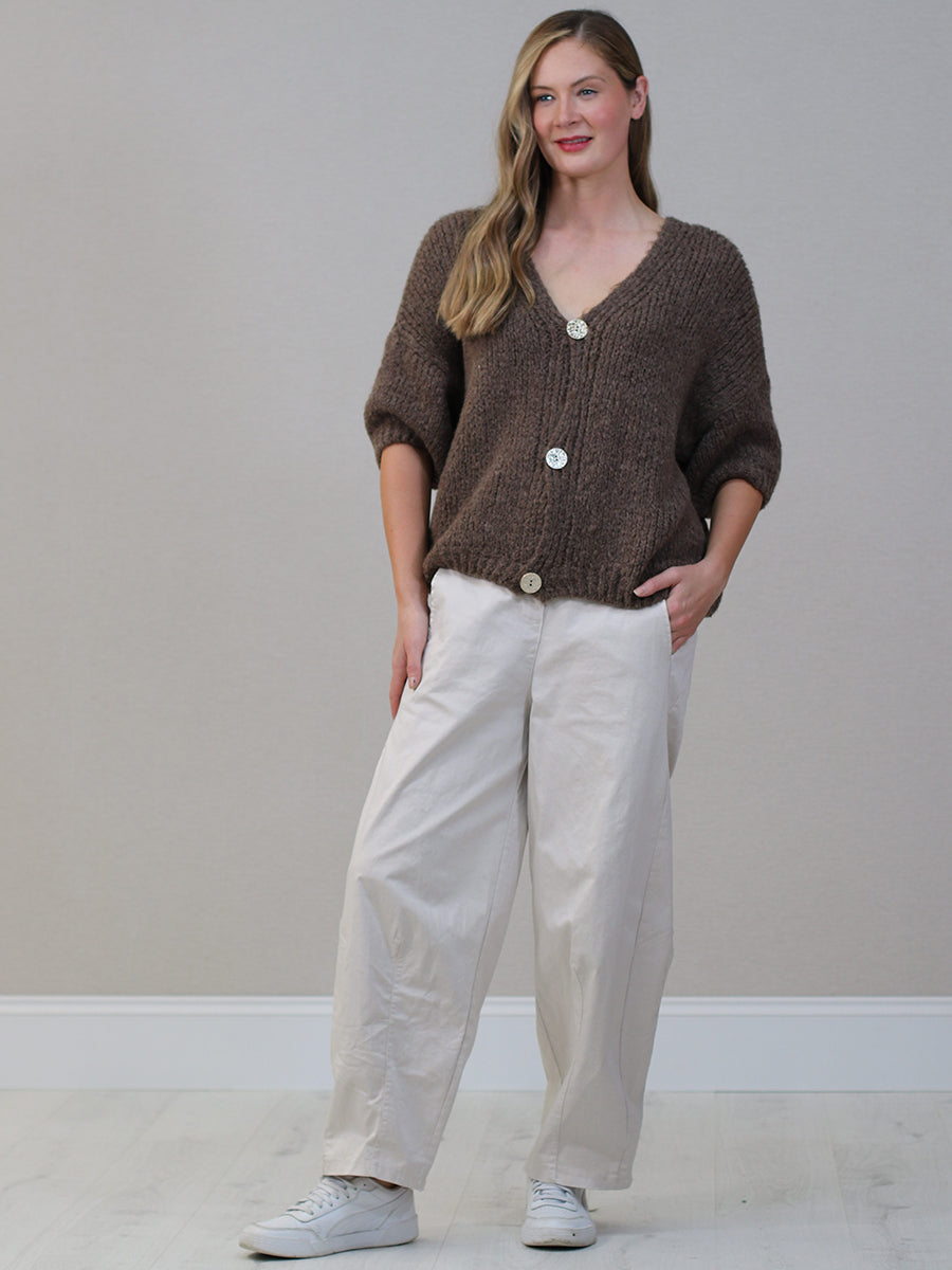 Woolen Crop Cardigan Chocolate