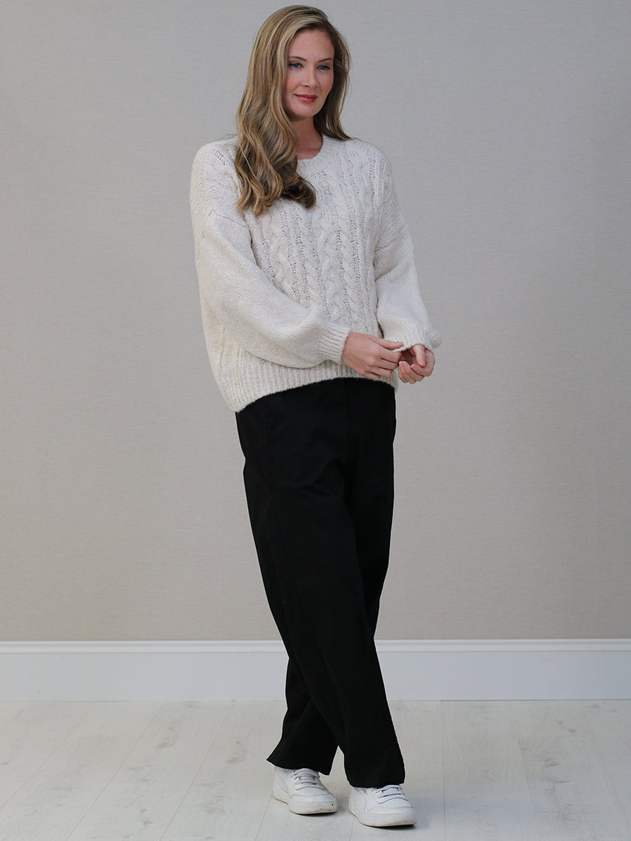 Cable Knit Wool Jumper White