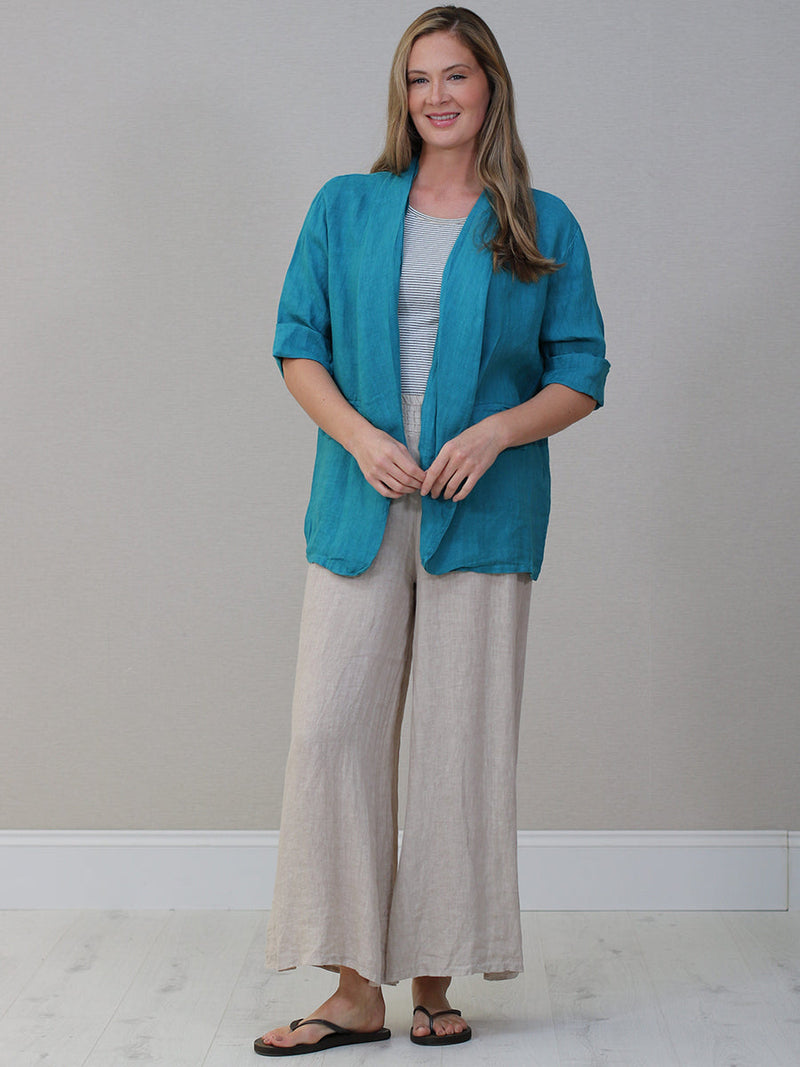 Plain Linen Jacket Teal