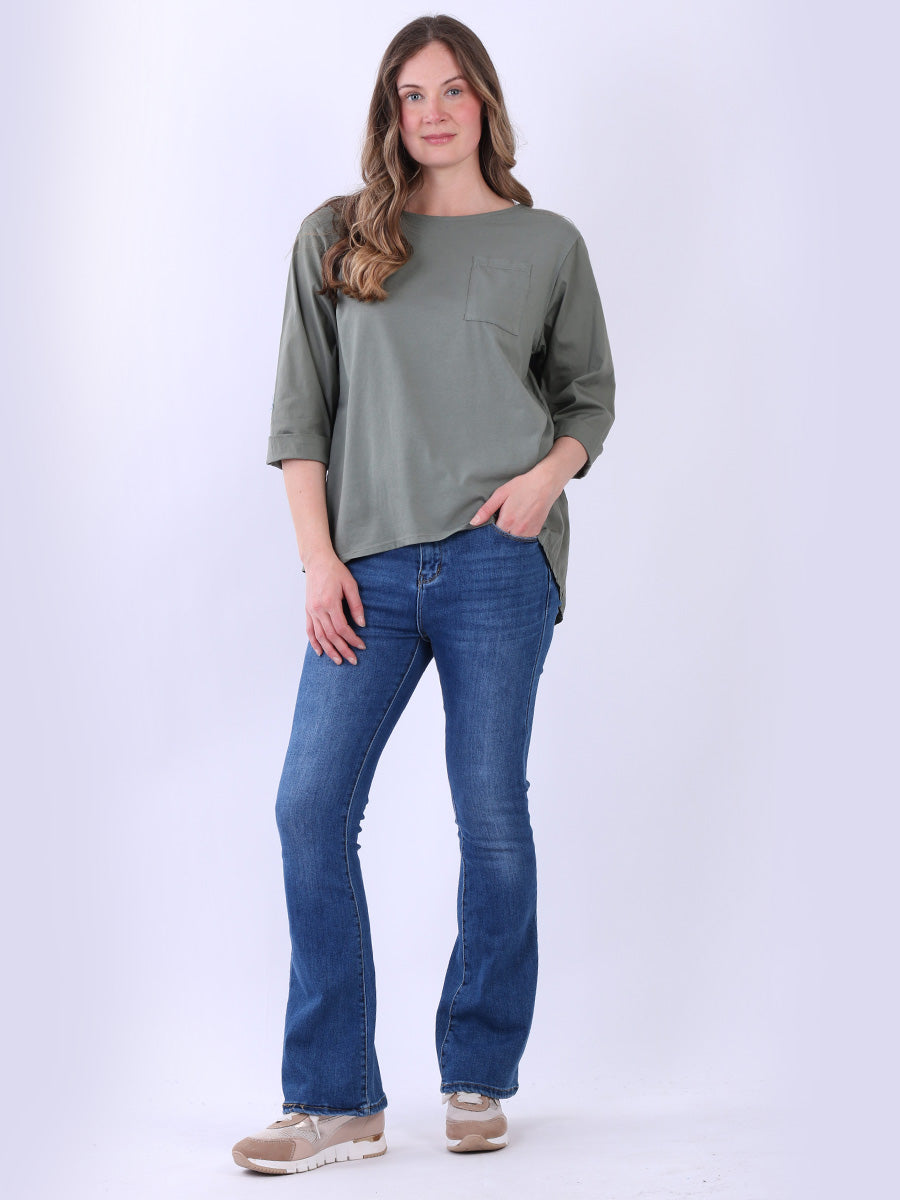 Women Cotton T-Shirt Khaki