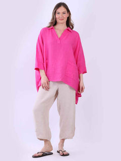 Linen Batwing Top Fuchsia