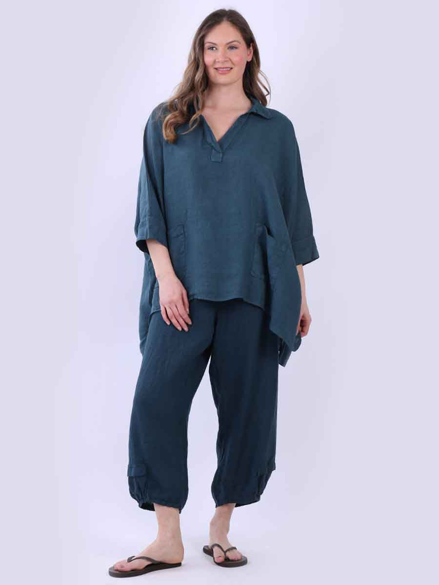 Linen Batwing Top Teal