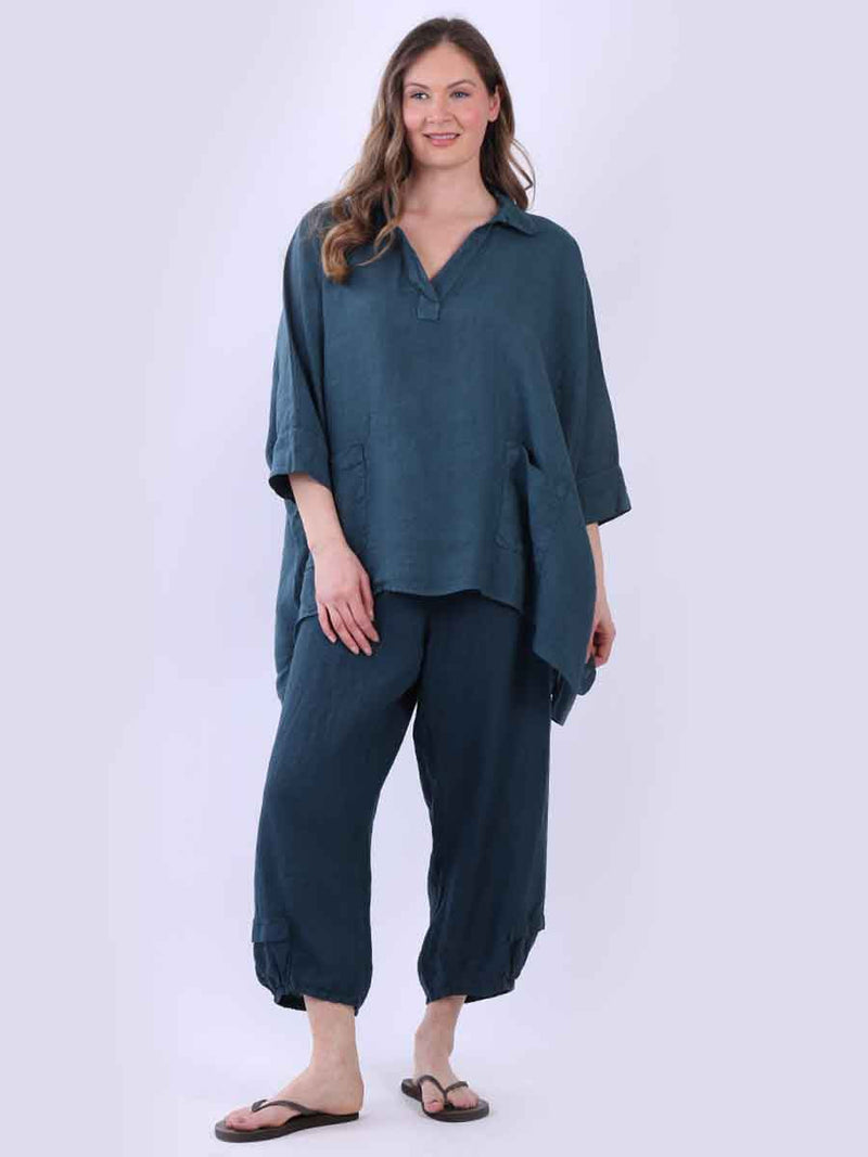 Linen Batwing Top Teal