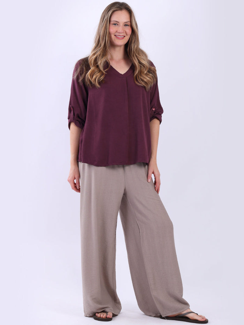 Solid Baggy Crop Top Magenta