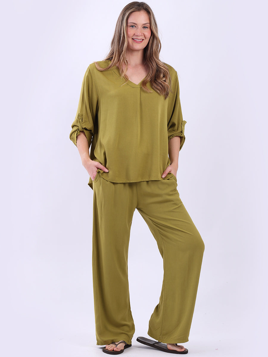 Solid Baggy Crop Top Olive