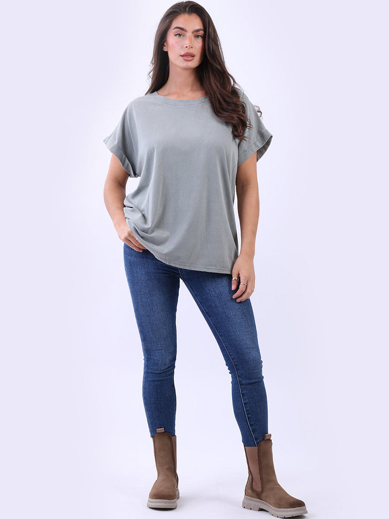 Vintage Wash Solid T Shirt Khaki