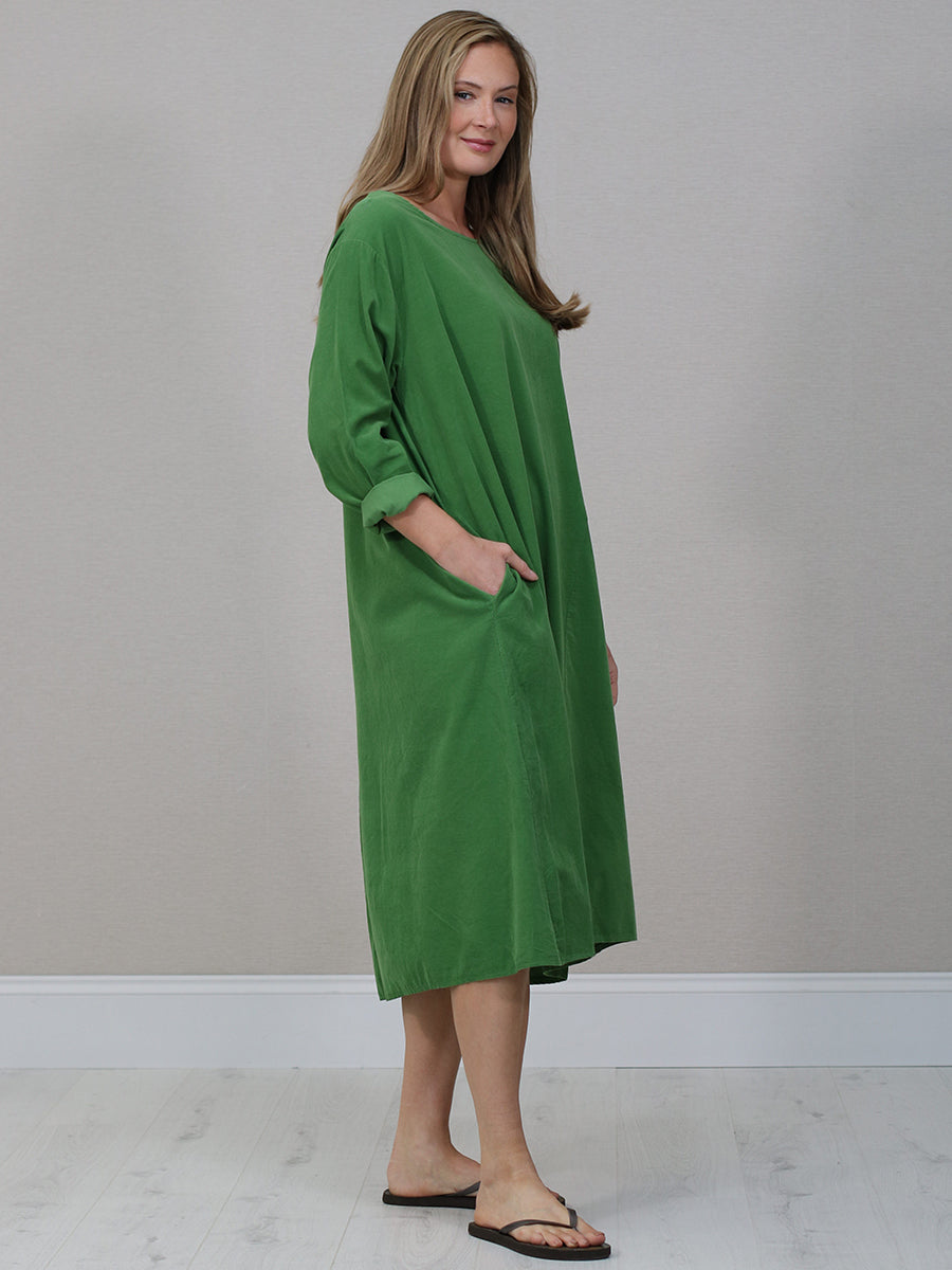 Solid Corduroy Oversized Midi Dress