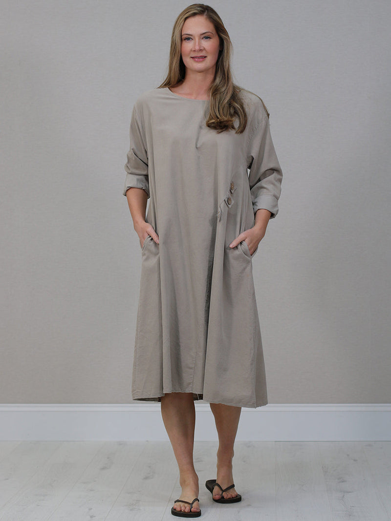 Plus Size Cotton Corduroy Dress Mocha