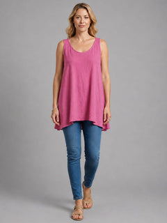 Plain Cotton Tank Top Fuchsia